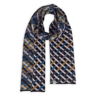 SCARVES - THREADED - EXTRA FINE MERINO WOOL - Black / Flaxen Mustard - 