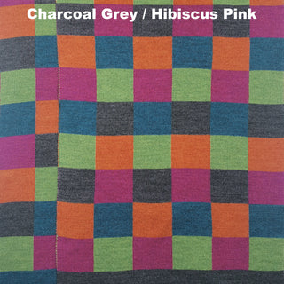 SCARVES - CHECKERED PAST - MERINO - Charcoal Grey / Hibiscus Pink -