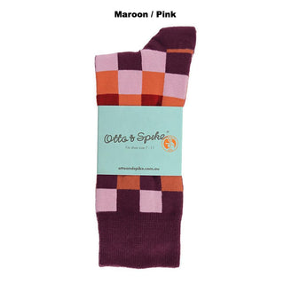 SOCKS - DIFFUSED - AUSTRALIAN COTTON - Maroon / Pink - S / 2-8