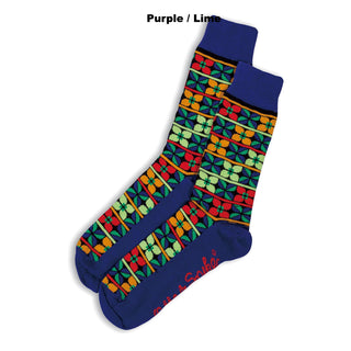 SOCKS - CLARICE - AUSTRALIAN COTTON - Purple / Lime - S / 2-8