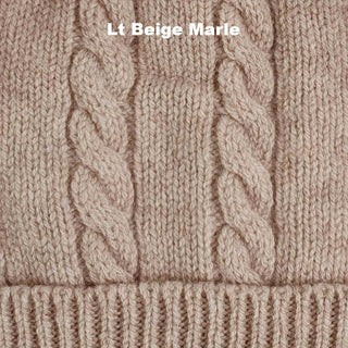 BEANIES - CABLE - PREMIUM AUSTRALIAN LAMBSWOOL - Lt Beige Marle - 