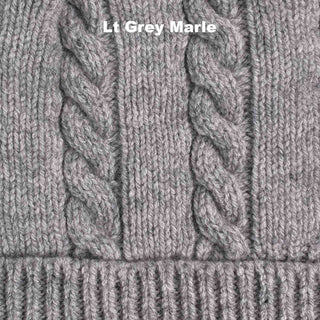 BEANIES - CABLE - LAMBSWOOL - Lt Grey Marle -