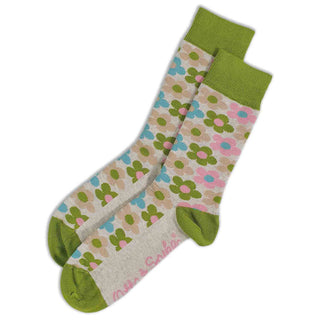 SOCKS - FLOWER POWER - AUSTRALIAN COTTON - Oatmeal - S / 2-8