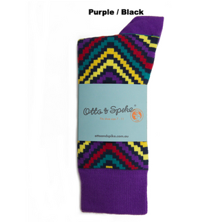 SOCKS - IN & OUT - AUSTRALIAN COTTON - Purple / Black - S / 2-8