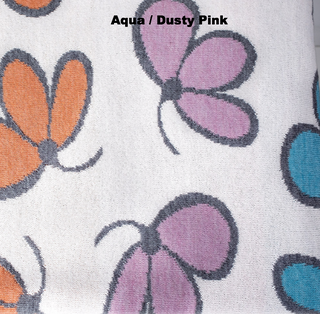 BLANKETS - FLUTTER - MERINO - Aqua / Dusty Pink - Extra Small